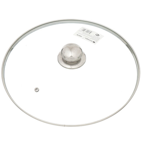 Крышка для посуды стекло, 30 см, Daniks, металлический обод, кнопка металл, HA236