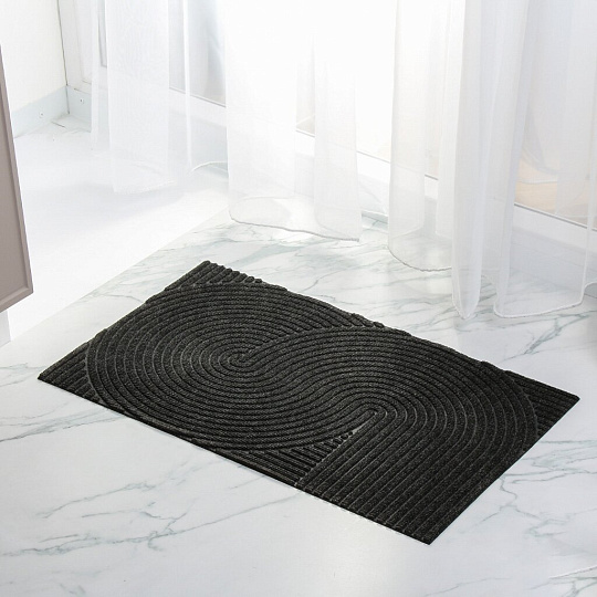 Коврик грязезащитный влаговпитывающий, 45х75 см, прямоугольный, полипропилен, резина, серый, Dzen, Blabar, 93731