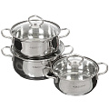 Набор посуды нержавеющая сталь, 6 предметов, кастрюли 1.6,2.2,3.2 л, Катунь, Лира, КТ-CP-001