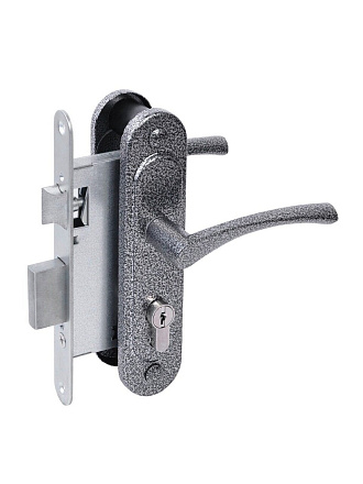 Замок врезной Абсолют, ЗВ4-3/07, БП-00013516, ручка в комплекте, цилиндровый, серебро-антик