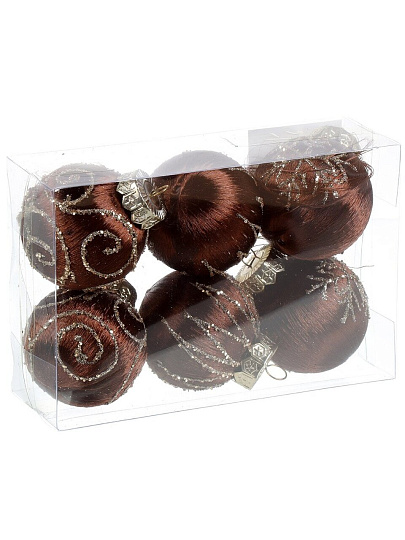 Елочный шар 6 шт, кофе, 6 см, пластик, SYQB- 0124064