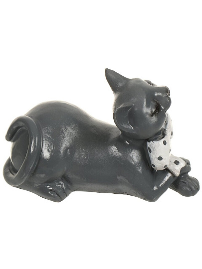 Фигурка декоративная полистоун, Кот с бантом, 23х15 см, черная, Lefard, 169-284