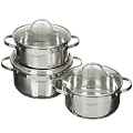 Набор посуды нержавеющая сталь, 6 предметов, кастрюли 2.2,3.2,4.2 л, Катунь, Альта, KT-SET-005-2