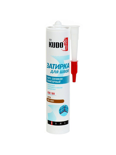 Герметик-затирка силиконовый, санитарный, KUDO, HOME KSK-169, RAL 8001, 280 мл, охра