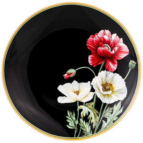 Тарелка закусочная "маки" 20,5 см. черная, 104-610