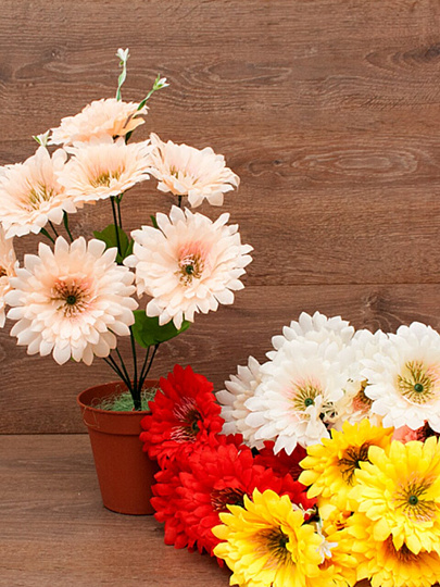 Цветок искусственный декоративный пасхальный, Гербера, 7 головок, 40 см, в ассортименте, FY072