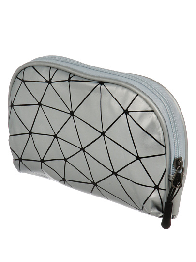 Косметичка полукруглая с ромовидной сеткой, серебристая, 24Х4Х11см, A080064