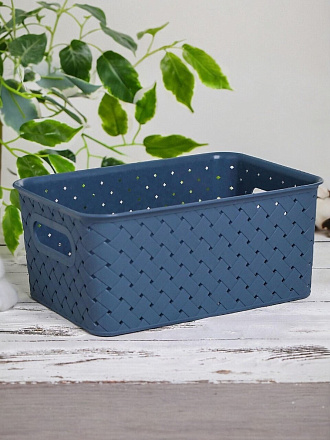 Корзина для хранения, 3 л, 23.5х17.3х10.5 см, прямоугольная, пластик, космик, с крышкой, Violet, Береста, 521135