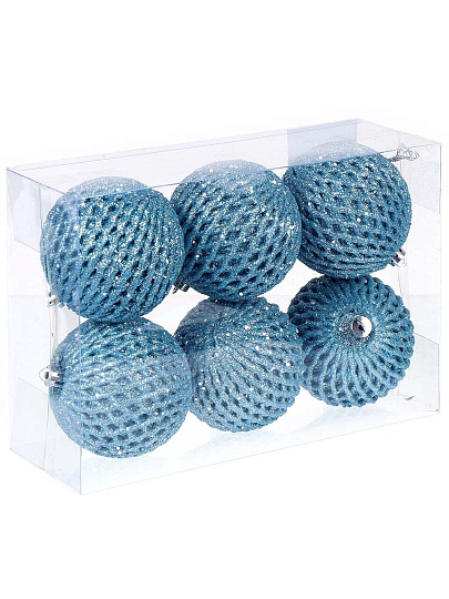 Елочный шар 6 шт, бирюза, 8 см, SYQB-0122312