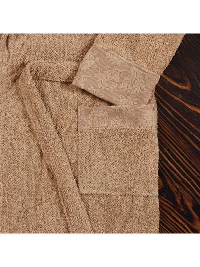 Халат женский, махровый, 100% хлопок, бежевый, M-L, 46-48, Barkas, Aria, AI-1905017