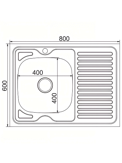 Мойка кухонная накладная, Mixline, нержавеющая сталь, 800х600 мм, левая, 0.8 мм, с сифоном