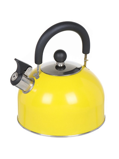 Чайник нержавеющая сталь, 2.5 л, со свистком, матовый, ручка металлическая, Daniks, желтый, GS-04011