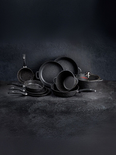 Сковорода-гриль литой алюминий, 26 см, антипригарное покрытие, Горница, Гранит, круглая, сг261аг