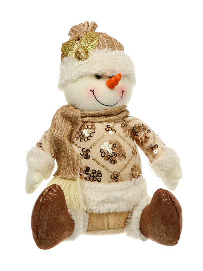 Фигурка декоративная полиэстер, Снеговик, 25 см, золото, Y4-13179