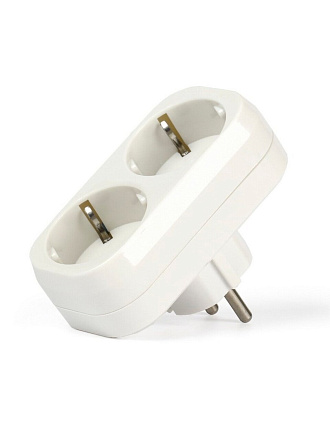 Двойник 2 гнезда, с заземлением, плоский, 16 А, Smartbuy, SBE-16-A02-2z