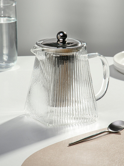 Чайник заварочный стекло, металл, 0.75 л, с ситечком, Daniks, B050187