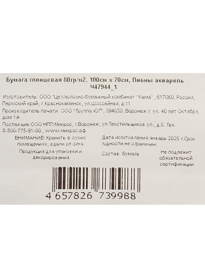 ПР Бумага подарочная 70*100см глянцевая в ассортименте