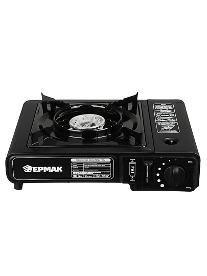 Плита газовая портативная, 1 конфорка, 34х26х9 см, для цанговых баллонов, Ермак, 333520