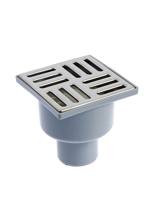 Трап канализационный прямой, 50 мм, 150х150 мм, РосТурПласт, нерегулируемый, пластик, 11403