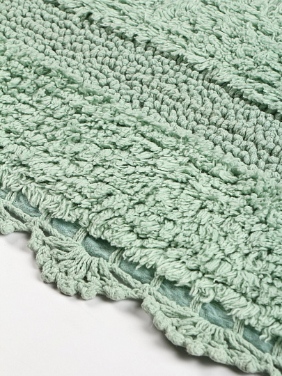 Коврик для ванной хлопок, 0.5Х0.8 м, ажурный край голубой, Silvano, Лиона