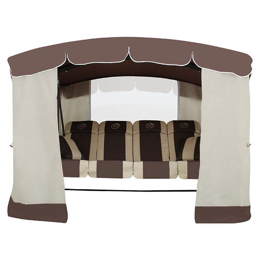 Качели садовые 4-местные, 277х170х188 см, 500 кг, Arno, Эдем Люкс, раскладываются в кровать, с москитной сеткой, коричневые, 2017-КД-59/Л, металл