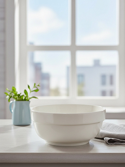 Салатник фарфор, круглый, 12.5х6 см, 0.3 л, с ободком, МФК, MFK20372