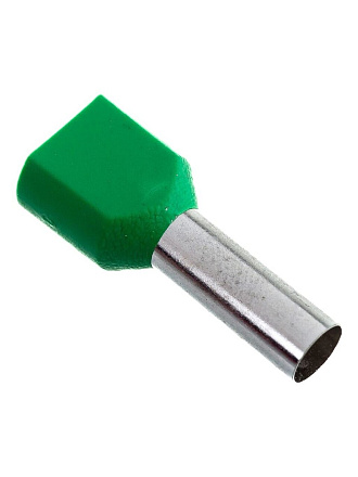 Наконечник НШВи(2) 6.0-14/НГи2 6,0-14, латунь, зеленый, штыревой, втулочный, изолированный, 14 мм, 2х6 мм², Rexant, 08-2811