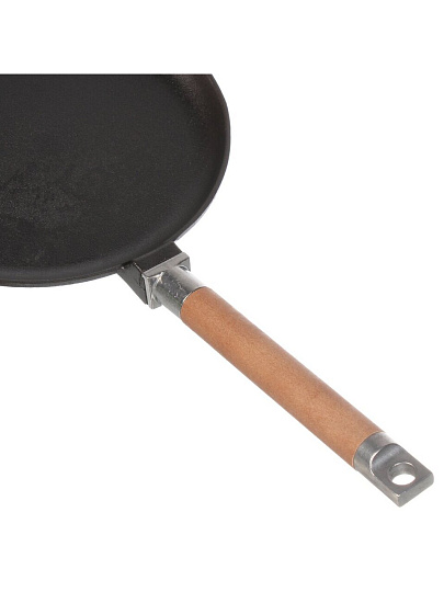 Блинница чугун, 24 см, Гардарика, 0824, съемная ручка, деревянная ручка, индукция