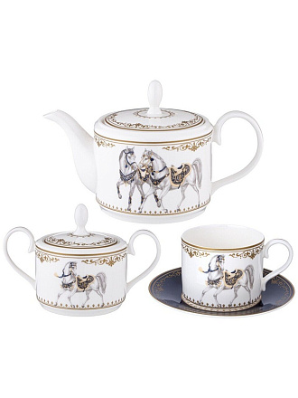 Чайный сервиз фарфор, 14 предметов, на 6 персон, 300 мл, Lefard, Horse Club, 590-579, подарочная упаковка