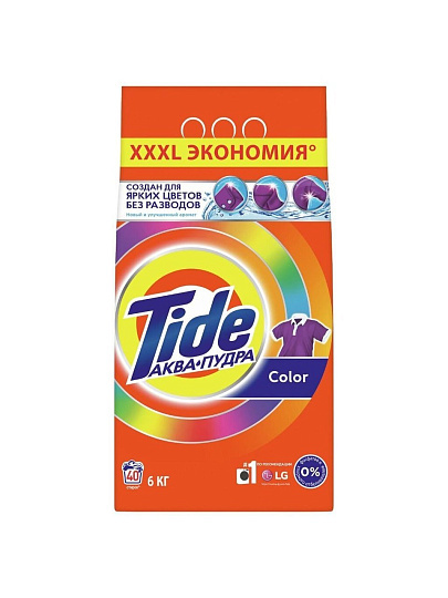 Стиральный порошок Tide, 6 кг, автомат, для цветного белья, Color