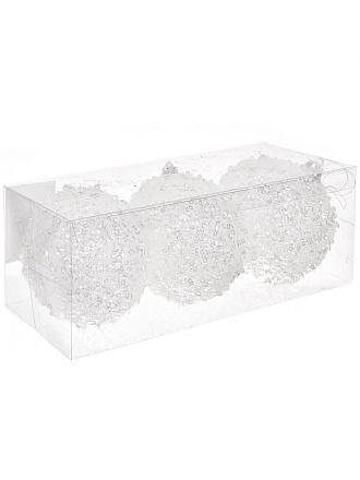 Елочный шар 3 шт, белый, 8 см, пластик, SYQB-0120473