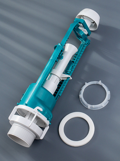 Клапан для бачка унитаза пластик, однорежимный, кнопочный, белый, сливной, Инкоэр, СБкпм-Б Р