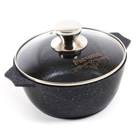 Кастрюля алюминий, антипригарное покрытие, 4 л, крышка стекло, Мечта, Гранит star, 44803, серая