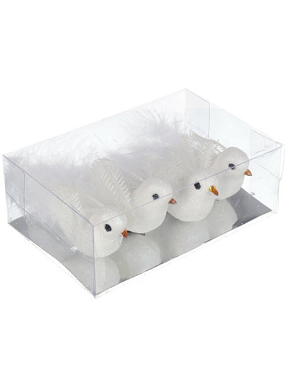 Набор елочных украшений Птицы, 4 шт, белый, пластик, Y4-8466