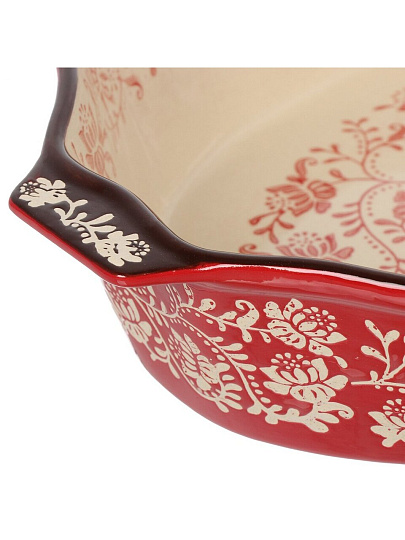 Форма для запекания керамика, 34.7х22.5х7 см, 2.2 л, фигурная, Ветви на красном, Y6-10302