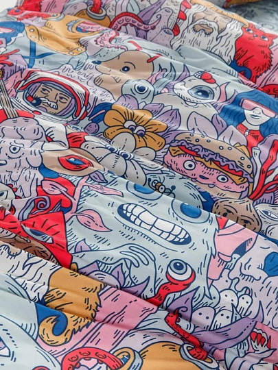 Постельное белье детское 1.5-спальное, простыня 150х215 см, 1 наволочка 70х70 см, пододеяльник 145х215 см, WMW, перкаль, Дудлики 70708-1+70709-1