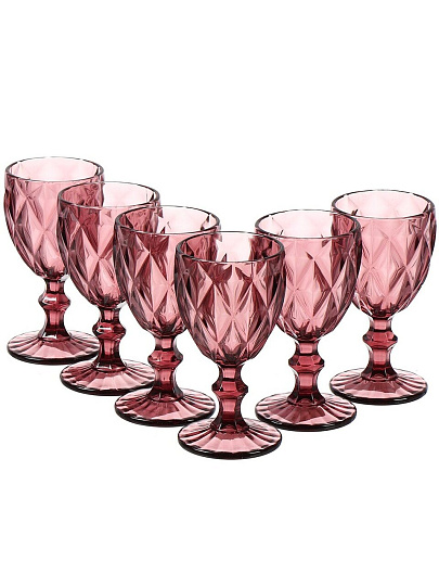 Бокал для вина, 250 мл, стекло, 6 шт, Сиреневый, Y115