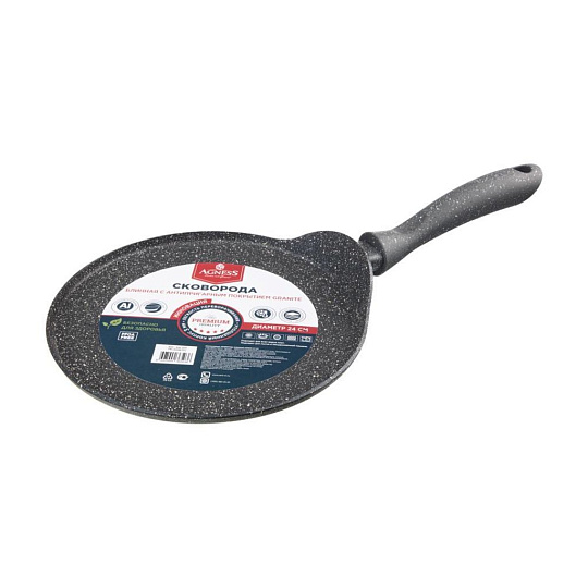 Сковорода блинная премиум &quot;grace&quot; Agness 24см, инд дно, трехслойное покр granit, pfoa free, 936-503