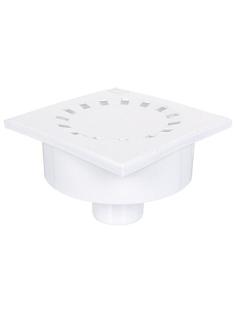 Трап канализационный прямой, 50 мм, 150х150 мм, РосТурПласт, белый, 36584