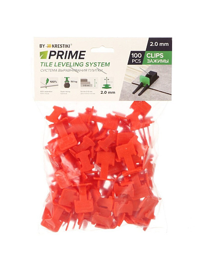 Зажим для выравнивания плитки 2 мм, 100 шт, СВП Prime, 3D Krestiki, 00-00002089
