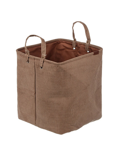 Корзина для хранения, 33х33х39 см, прямоугольная, вельвет, коричневая, A190048