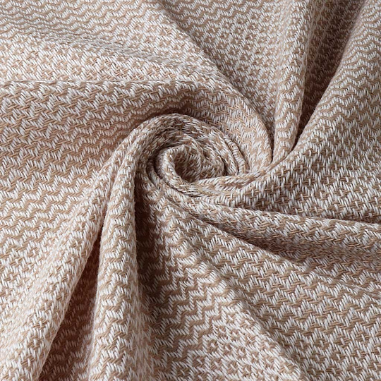 Плед евро, 200х220 см, 50% хлопок, 30% полиэстер, 20% пан, Vladi, Валенсия Неаполь, белый, песочный, 50150