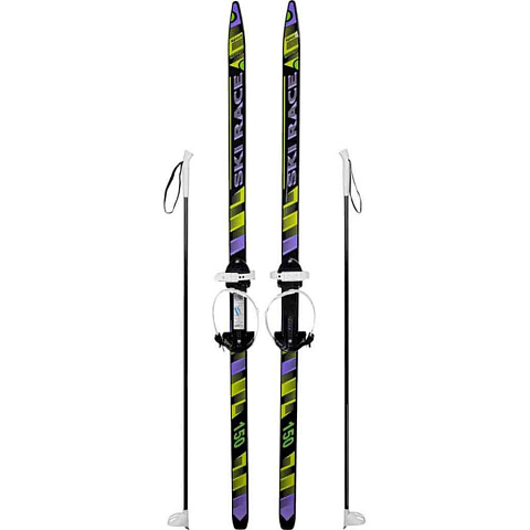 Лыжи для детей, 150 см, с палками, 110 см, универсальное крепление, носок фиксируемый, Ski Race, 332508-00