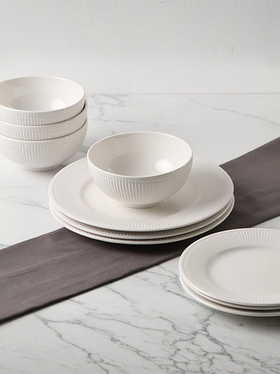 Сервиз столовый фарфор, 12 предметов, на 4 персоны, Nouvelle Home, Белый шоколад, 2740016, подарочная упаковка