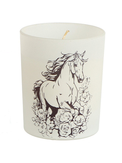 Свеча декоративная, 9.3х7.7 см, Фру-Фру, парафин, в стеклянном подсвечнике, с декором, 35 1586 1021