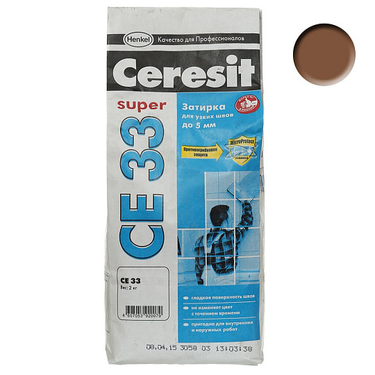 Затирка для швов Ceresit, СЕ33, 2 кг, темно-коричневая, 58