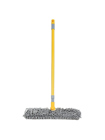 Швабра микрофибра, 125х40 см, серая, телескопическая ручка, двусторонняя, лапша, Мультипласт, Мамонтенок, KD-17F08-Gr
