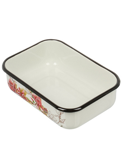 Лоток сталь, эмал, 1.5 л, прямоуг, с крыш, Керчь, Магнолия, 42504-112/6, бел