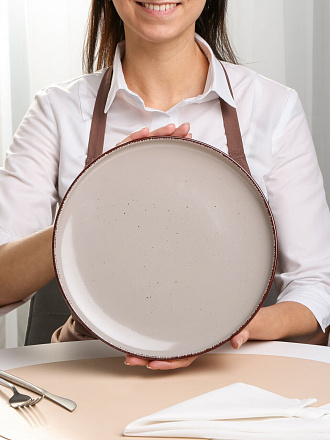 Тарелка обеденная, керамика, 27 см, круглая, Pollen lite, капучино