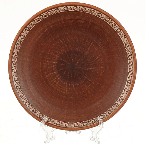 Тарелка обеденная, керамика, 25 см, круглая, Красная глина